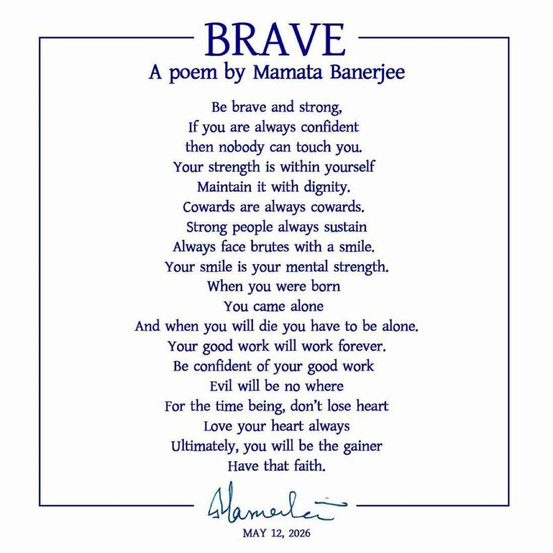 Mamata Banerjee Pens ‘Brave’ Poem After Defeat, Signals Fightback