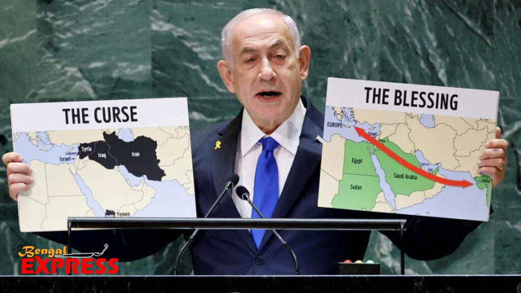 Netanyahu Shows Two Maps at UN, Labels India as ‘Blessing’, Iran as ‘Curse’