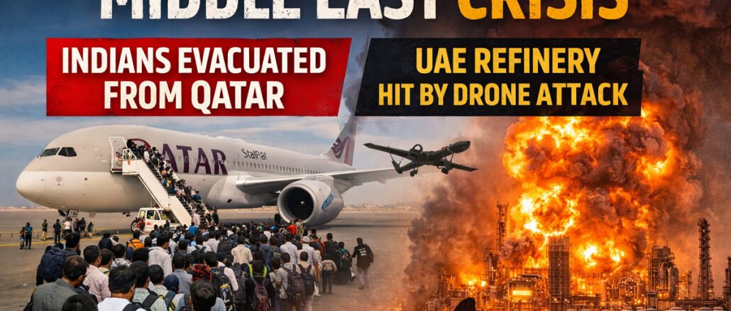 Middle East War Escalates: 1,000 Indians Evacuated from Qatar, UAE Refinery Halted After Drone Strike