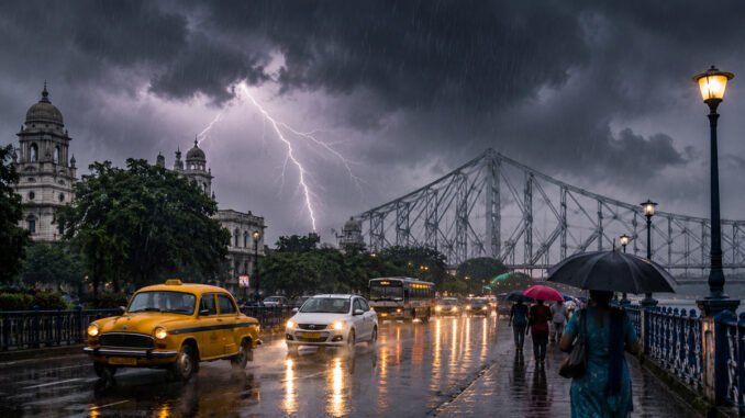South Bengal Weather Update: Kolkata Braces for Thunderstorms, 50 kmph Gusty Winds and Evening Rain